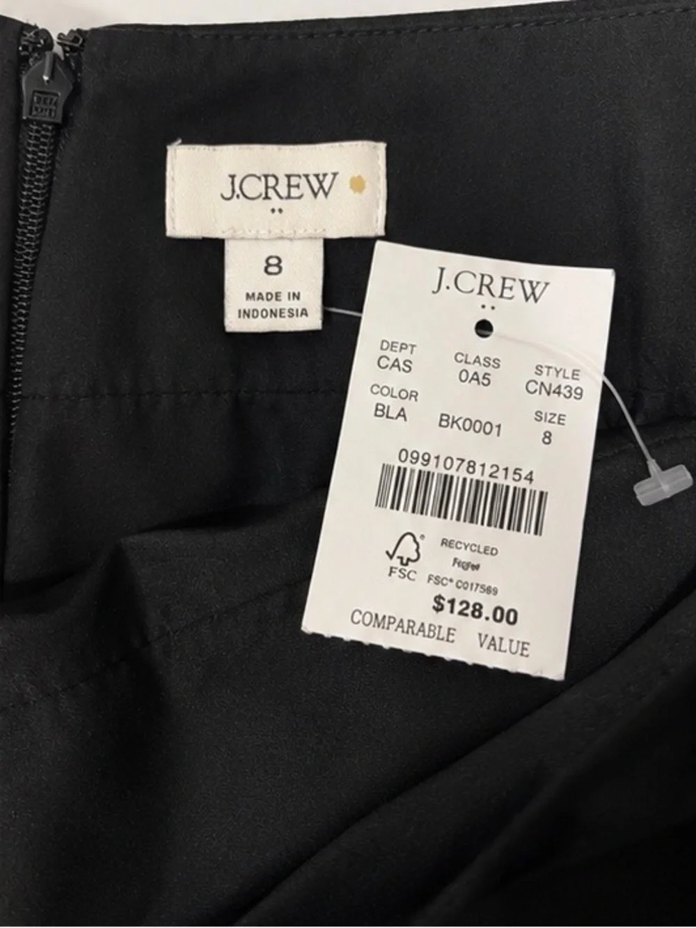 J. Crew Black Mini Button-Front Skirt